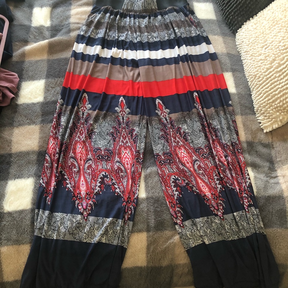 Straight leg multi-colored pants